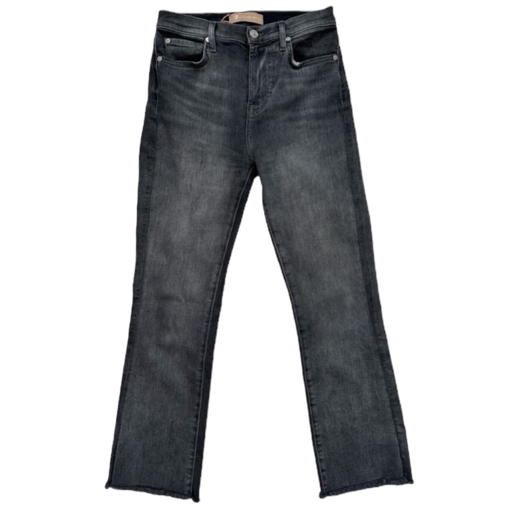 7 for All Mankind Luxe Vintage Jeans Grey High Waist Slim Kick Cropped Denim 26